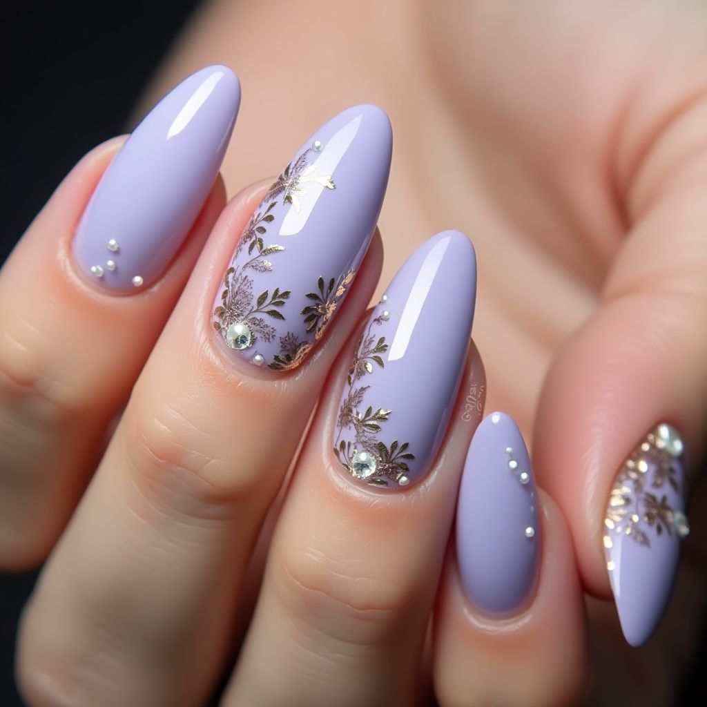 Lilac Almond Nail Design