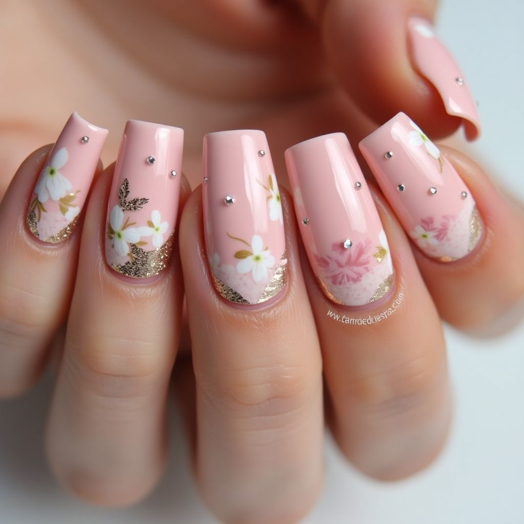 Baby Pink Square Nail Design