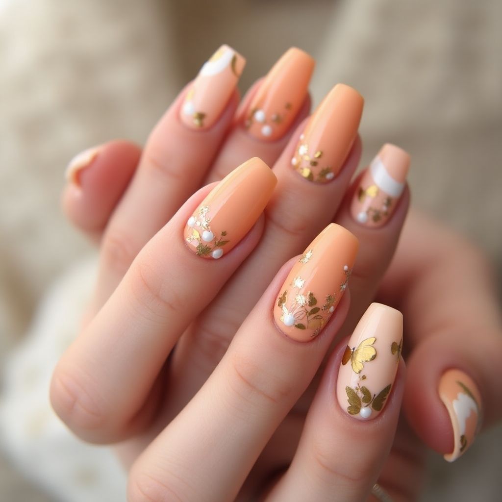 Peach Round Nail Design