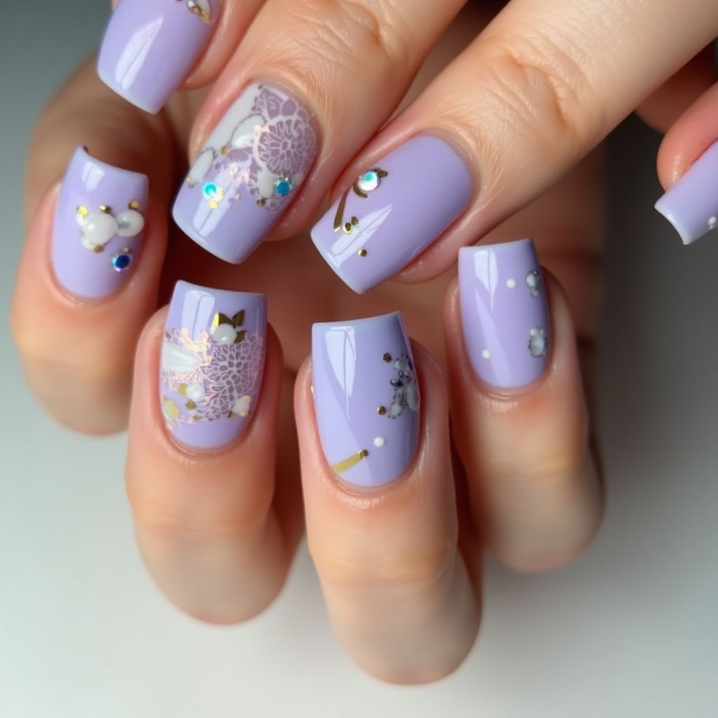 Lilac Stiletto Nail Design