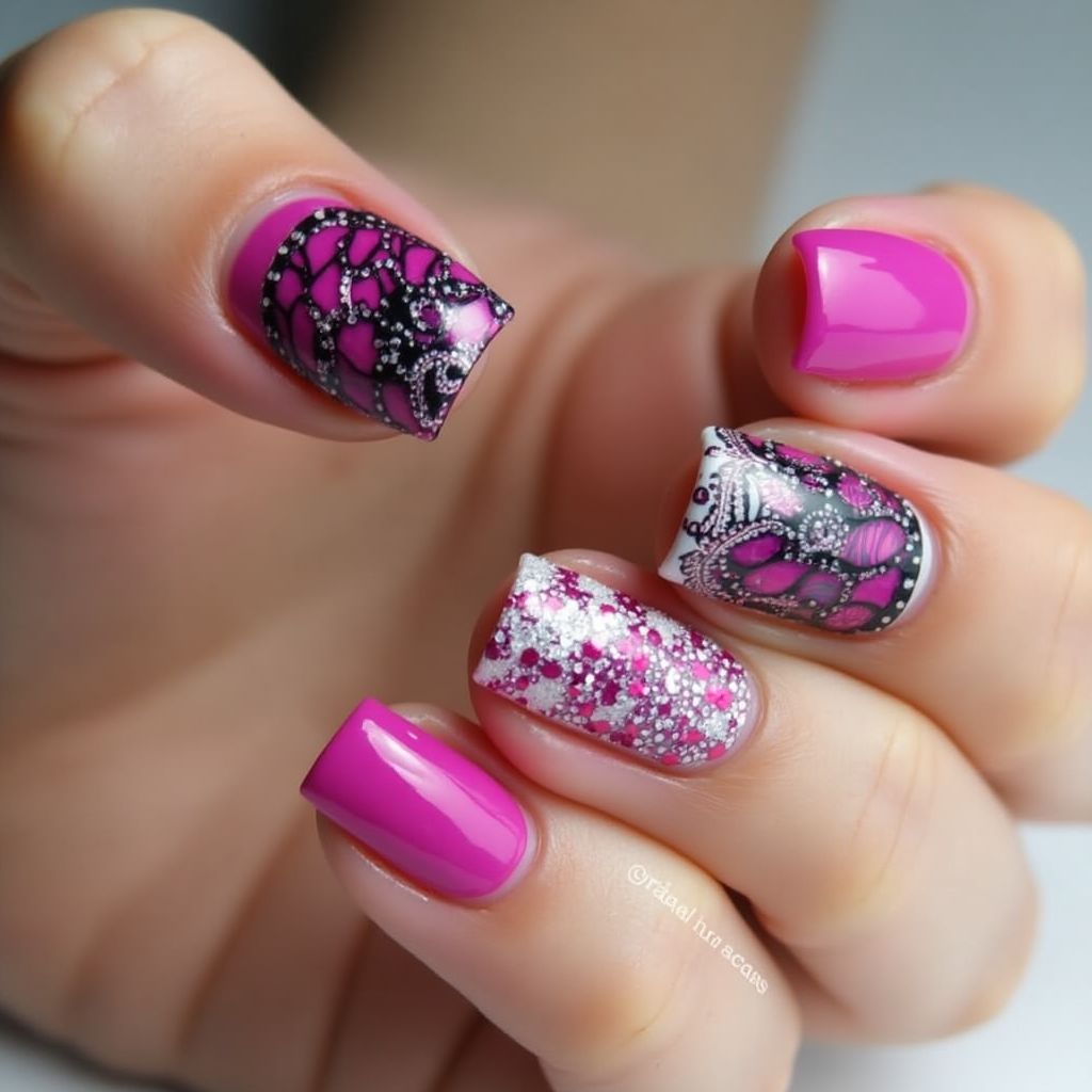 Fuchsia Square Nail Design