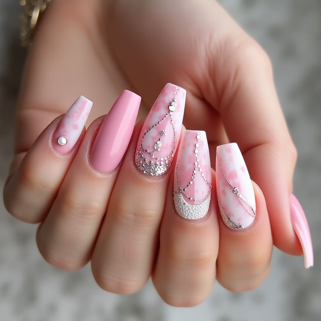 Pink Coffin Nail Design