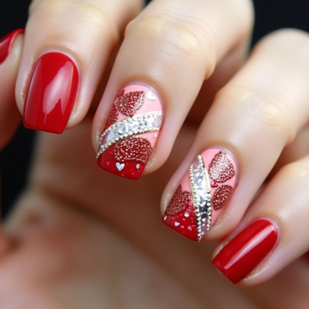 Red Round Nail Design