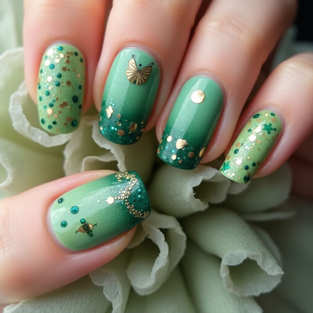 Green Round Nail Design