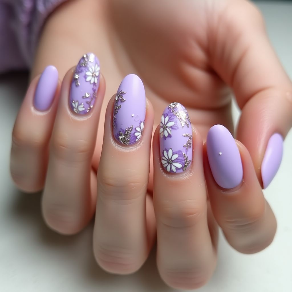 Lilac Round Nail Design