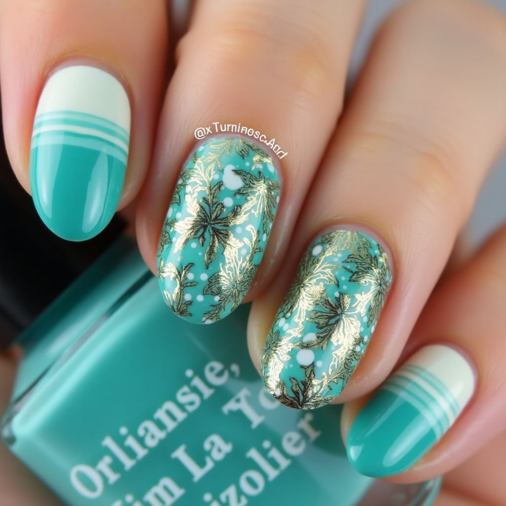 Turquoise Round Nail Design