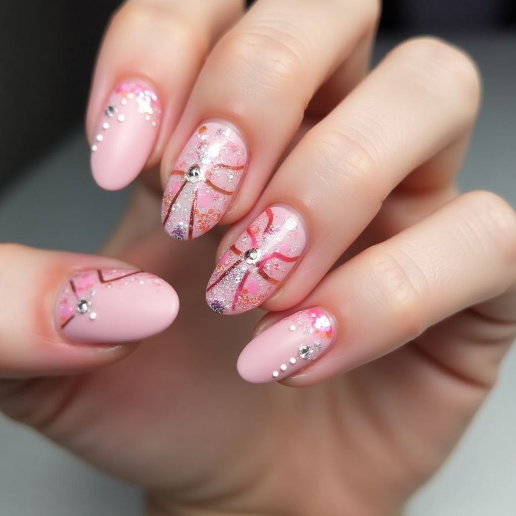 Pink Round Nail Design