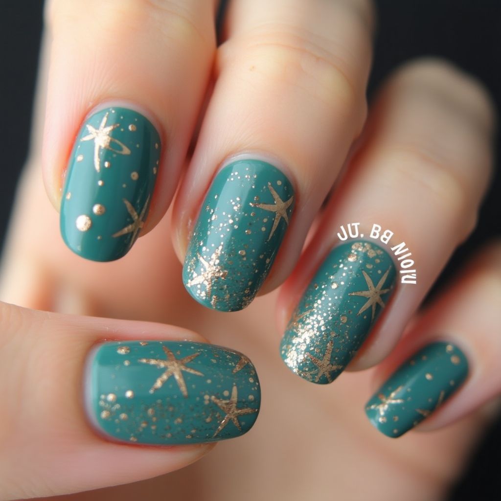 Teal Round Nail Design