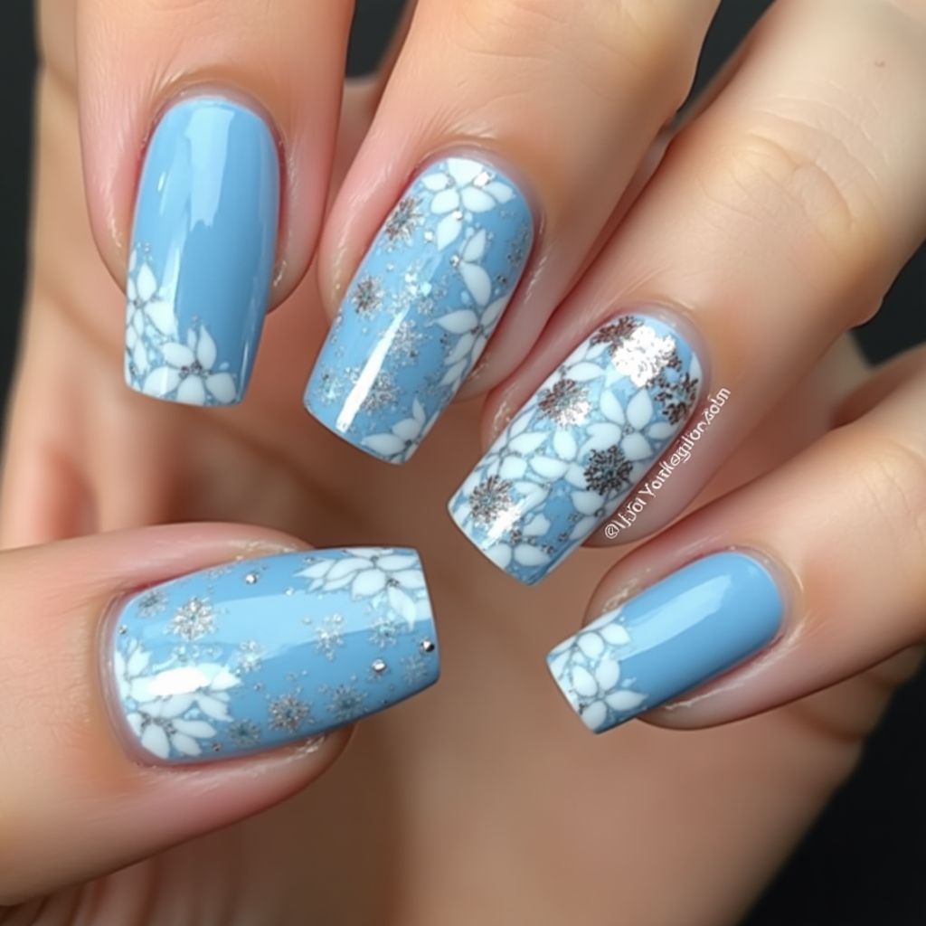 Sky blue Square Nail Design
