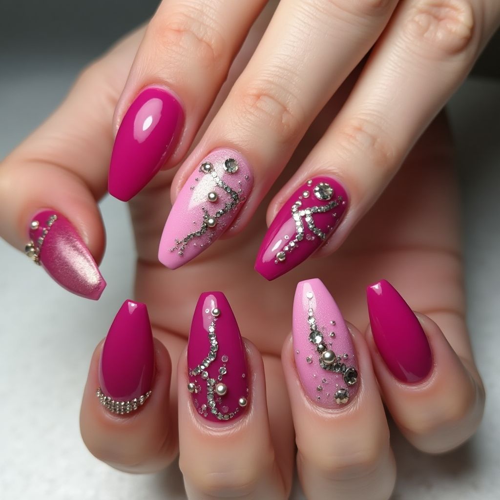 Fuchsia Stiletto Nail Design