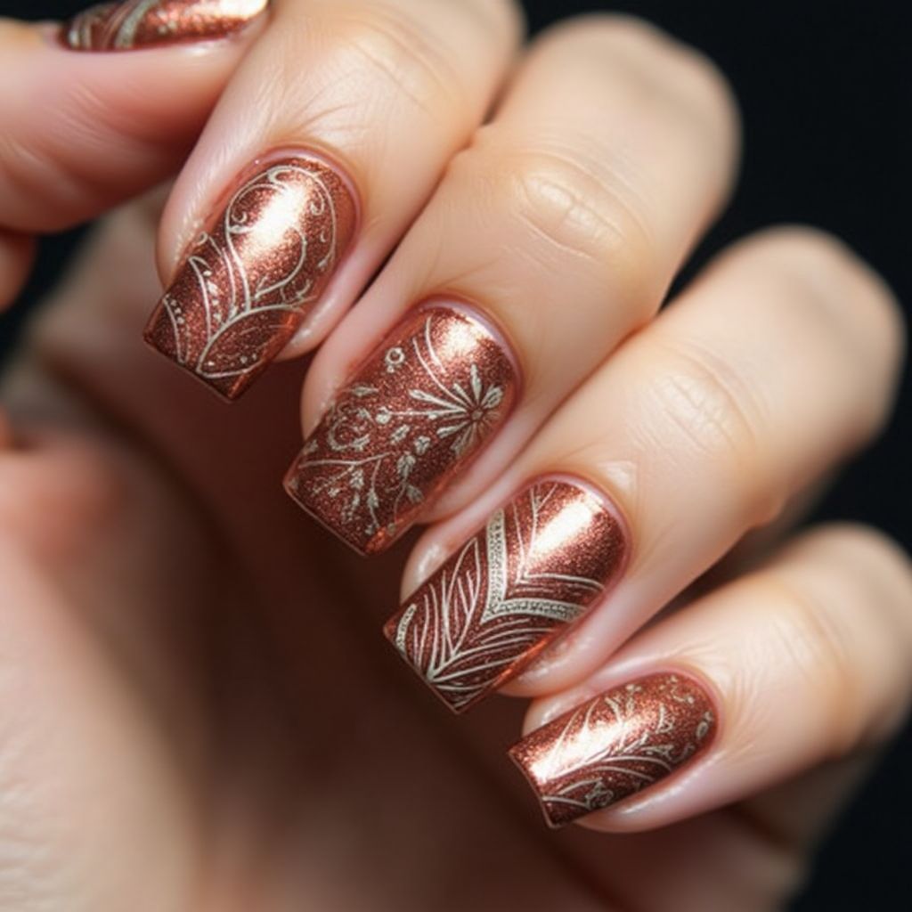 Copper Round Nail Design