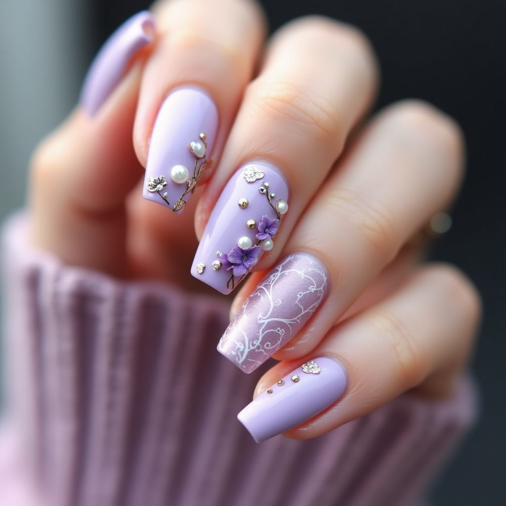 Pastel Purple Coffin Nail Design