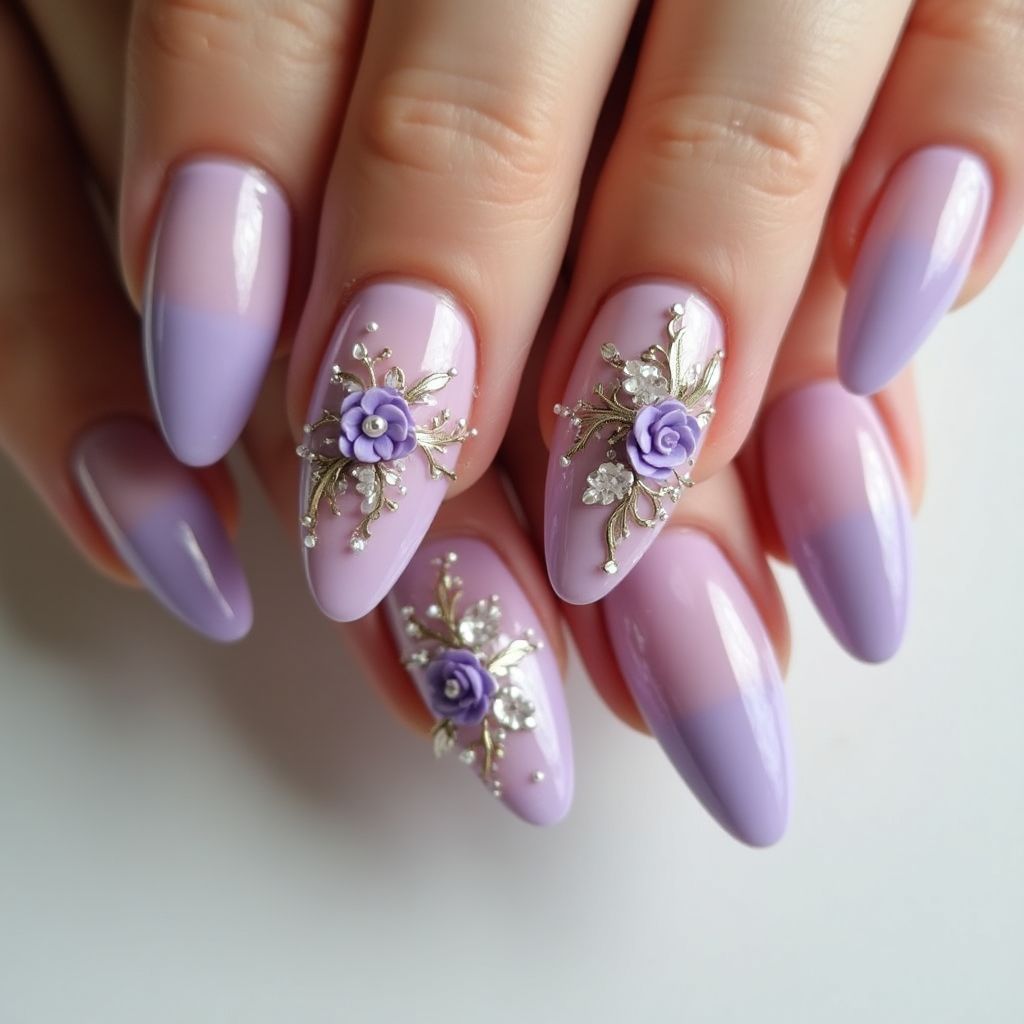 Lilac Stiletto Nail Design