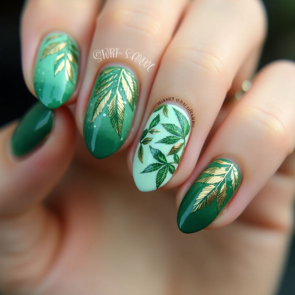 Green Round Nail Design