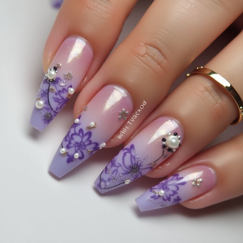 Lavender Stiletto Nail Design