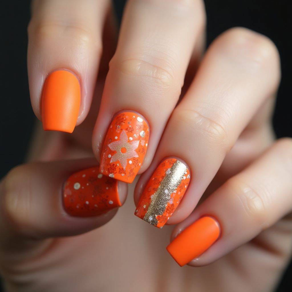Orange Square Nail Design
