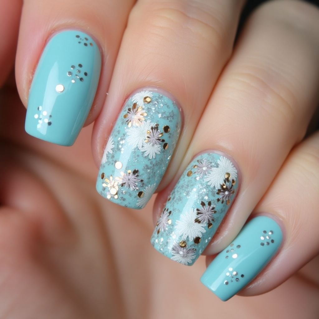 Baby Blue Square Nail Design
