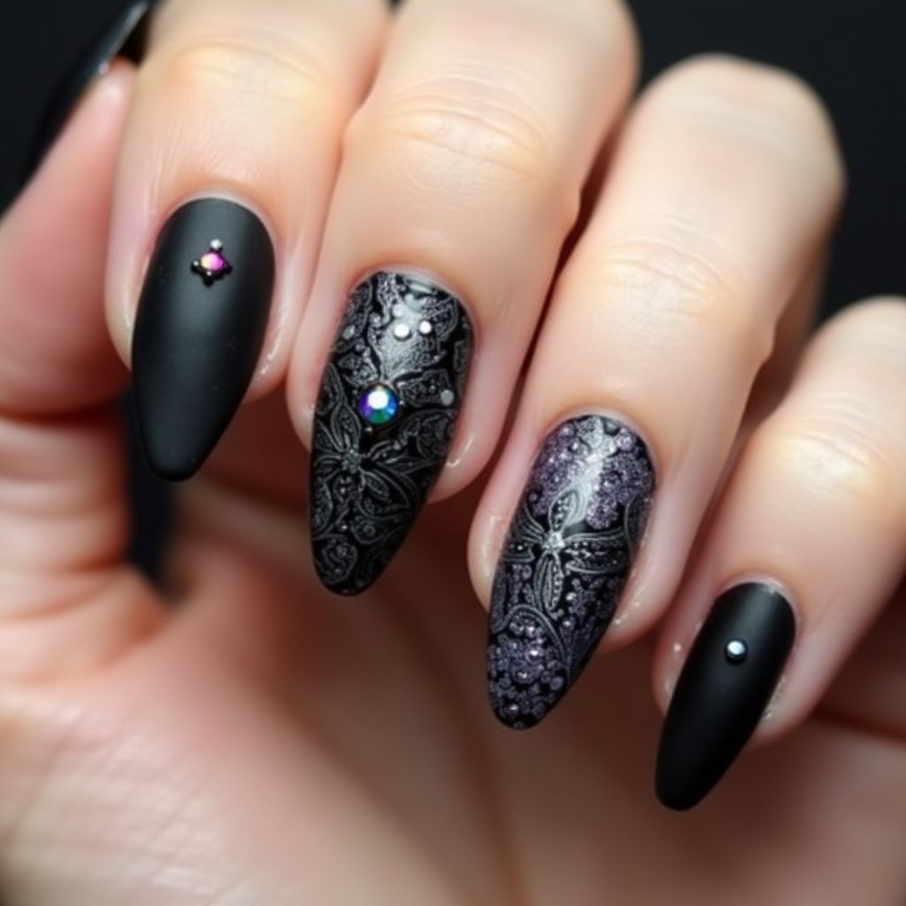 Black Coffin Nail Design