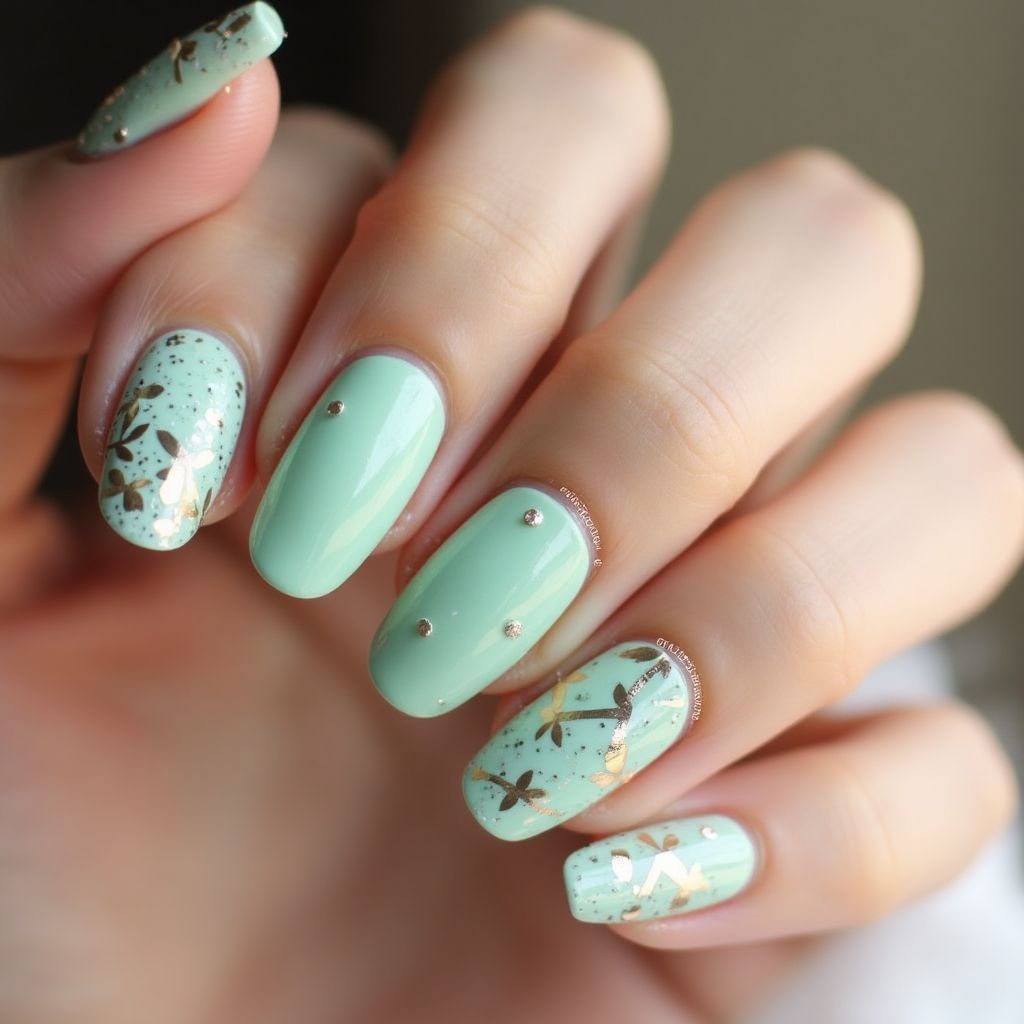 Mint Green Round Nail Design
