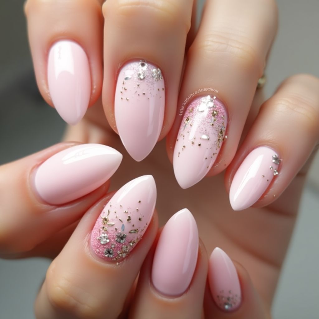 Baby Pink Almond Nail Design