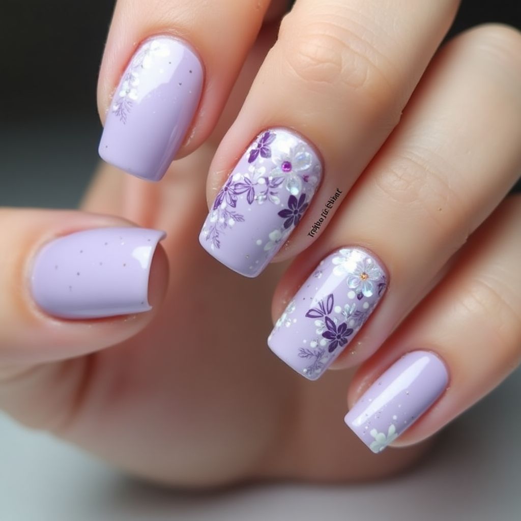 Lavender Square Nail Design