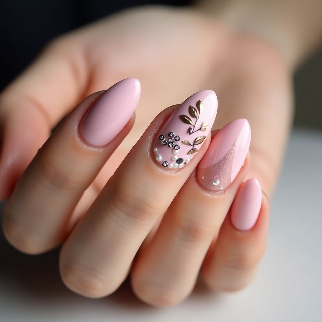 Baby Pink Almond Nail Design