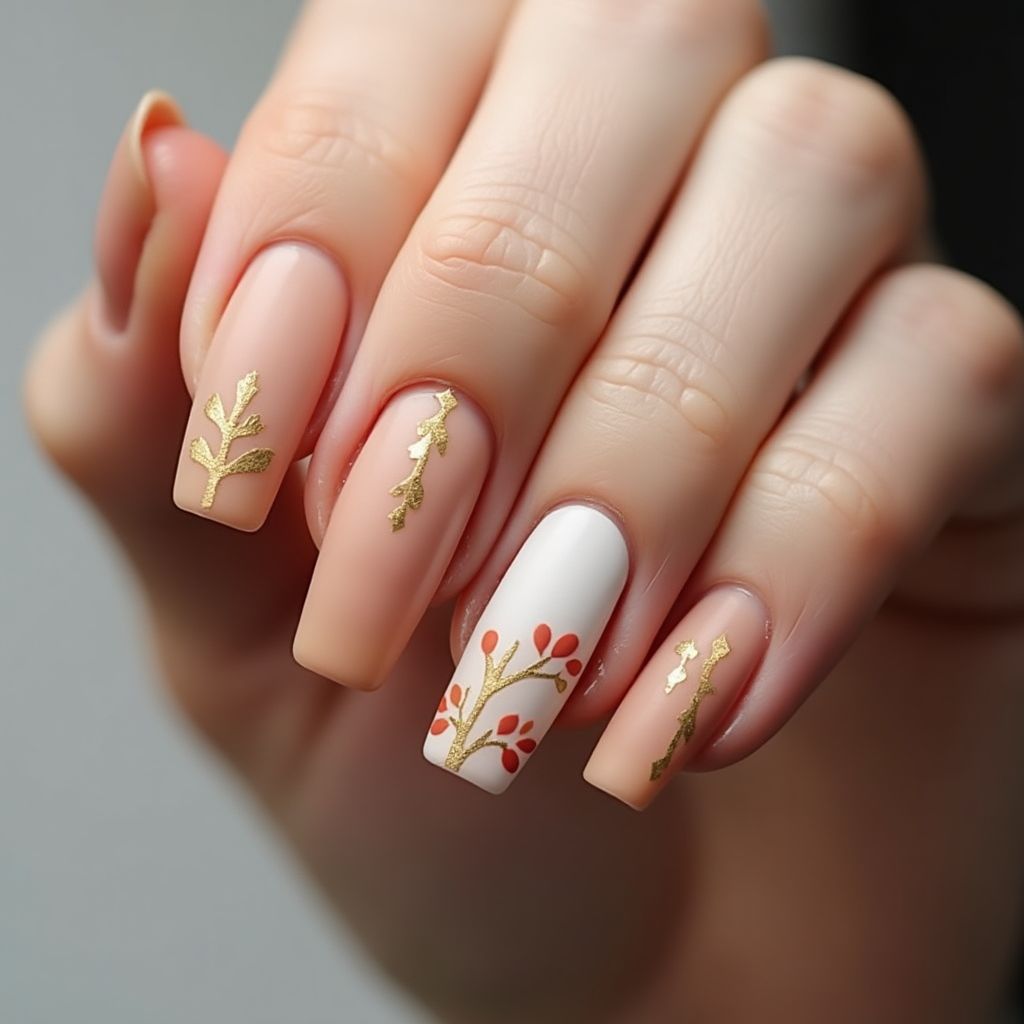 Tan Square Nail Design