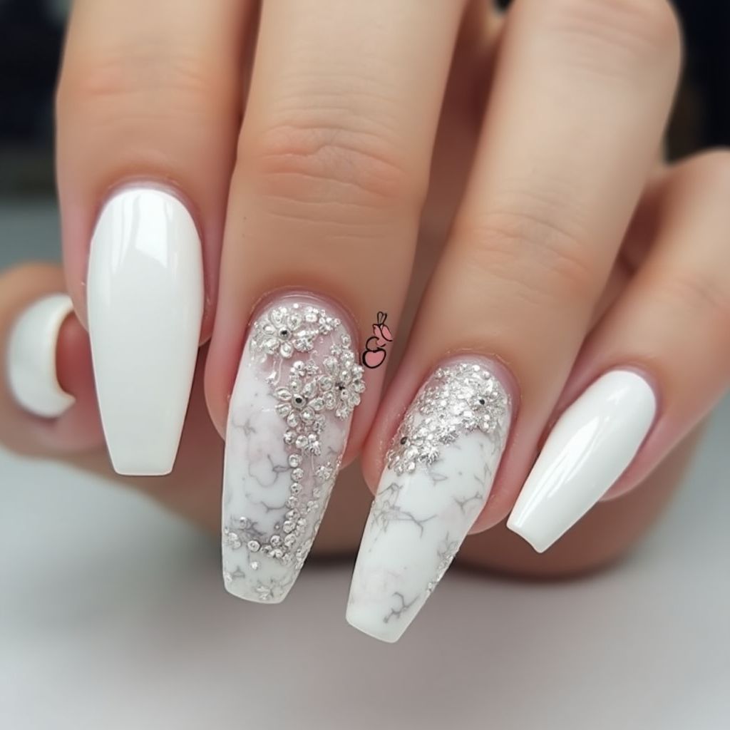 White Stiletto Nail Design