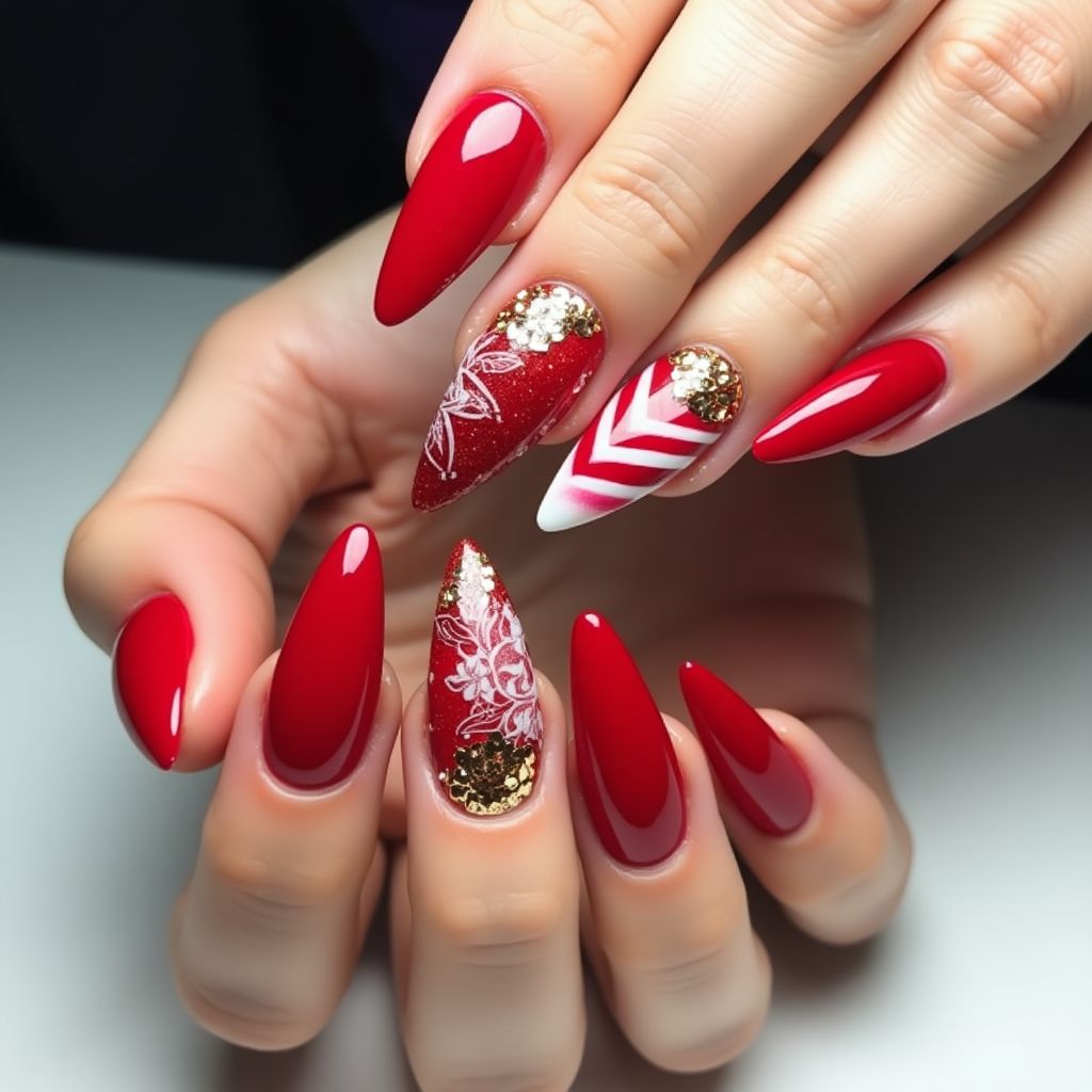 Red Stiletto Nail Design
