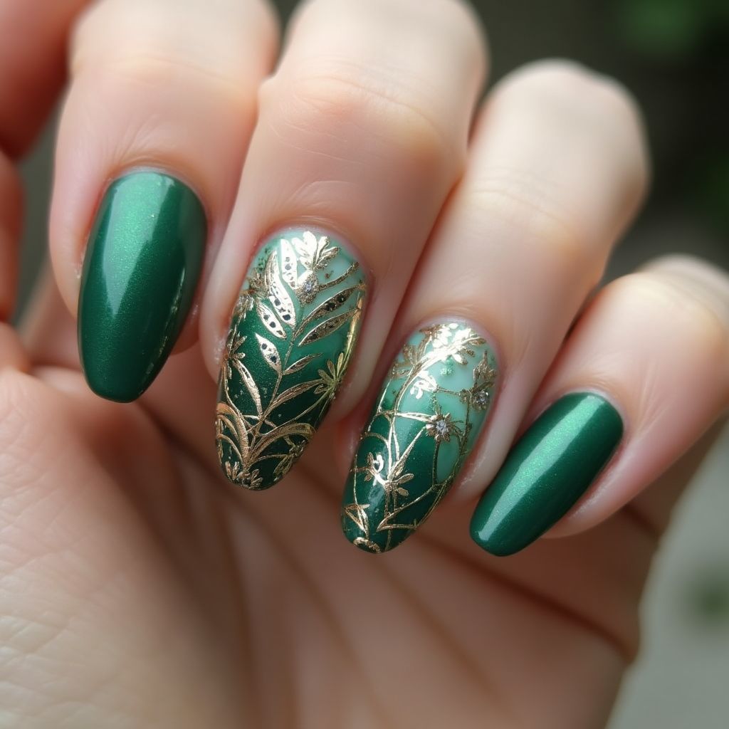 Emerald Green Stiletto Nail Design