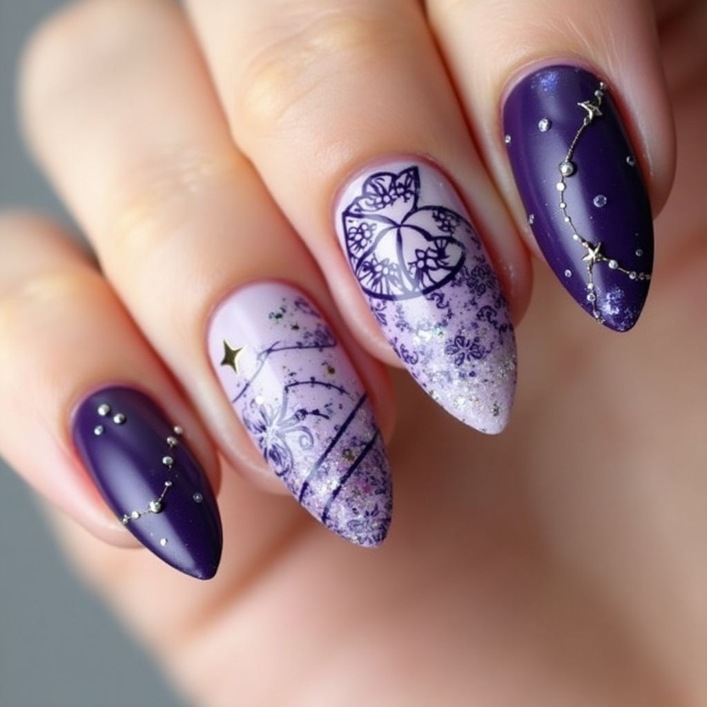 Purple Almond Nail Design