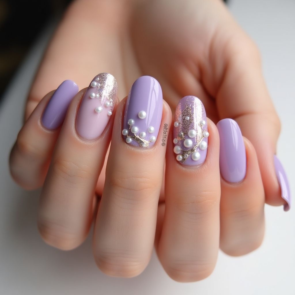 Lavender Round Nail Design