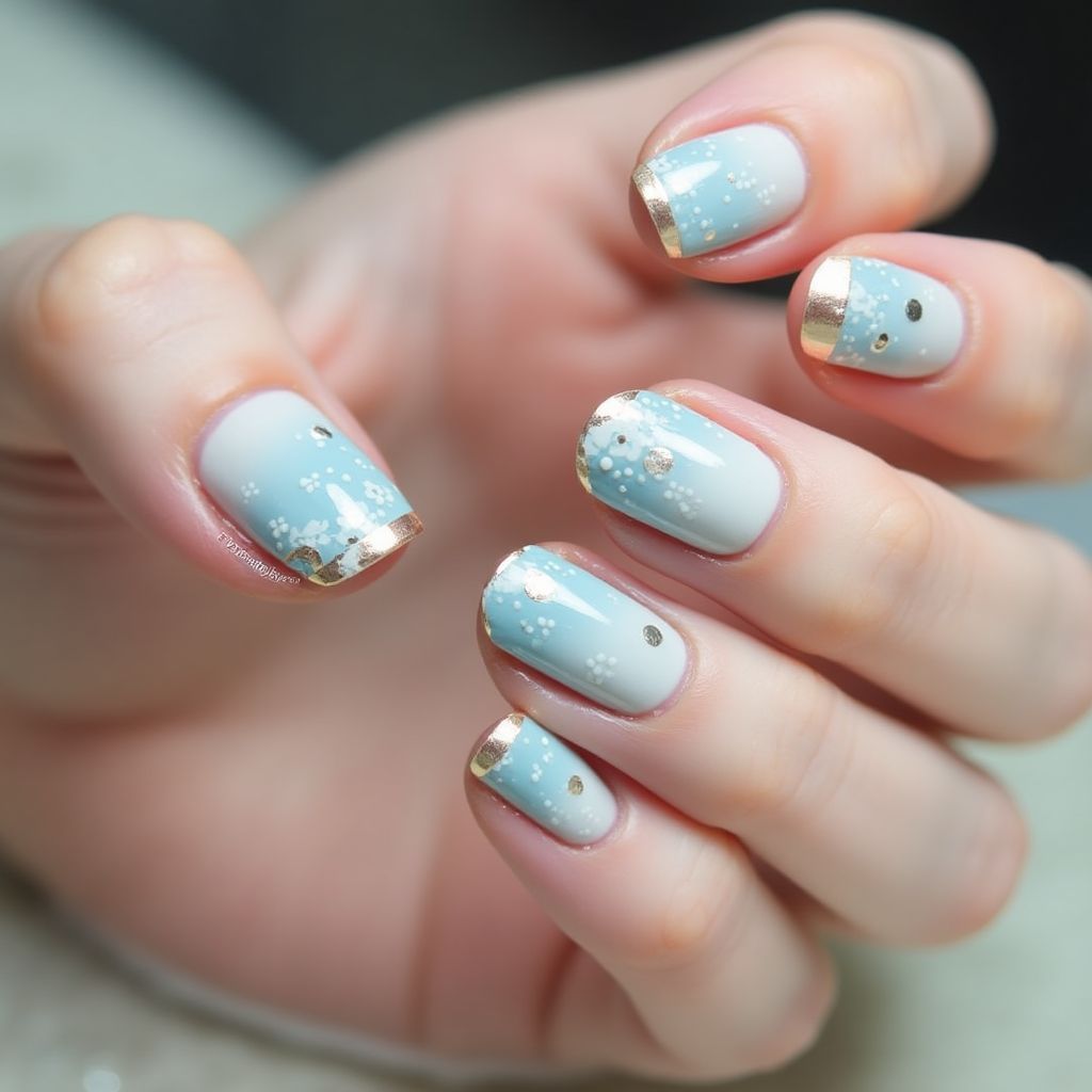 Pastel blue Round Nail Design
