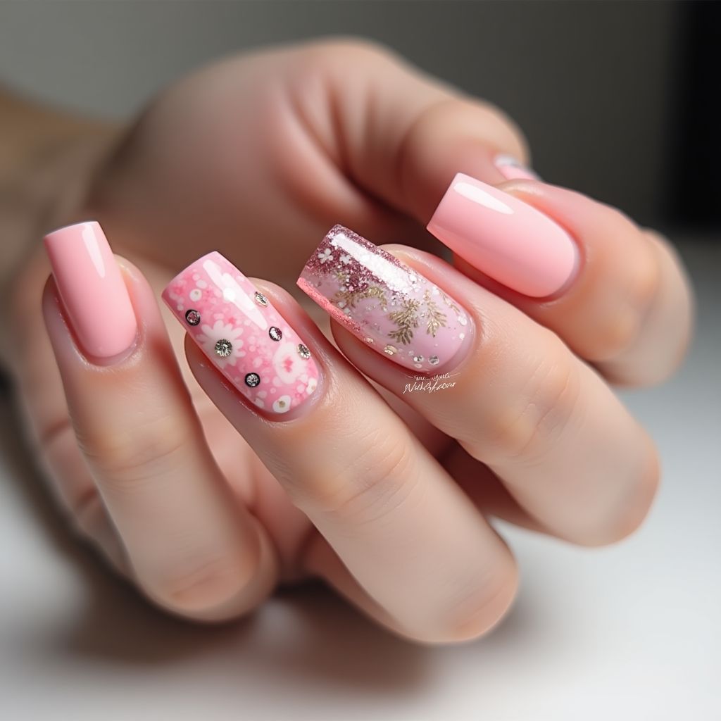 Pink Square Nail Design
