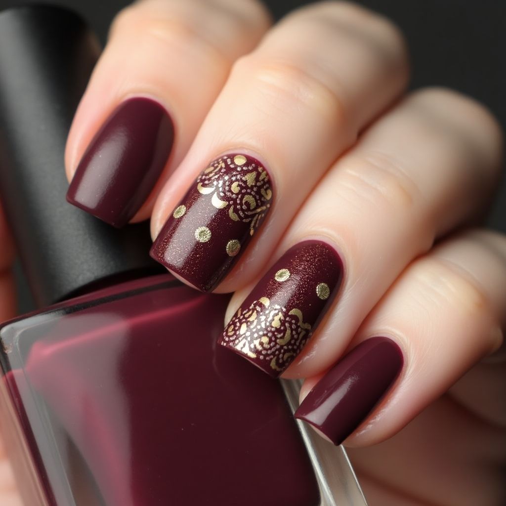 Wine Square Nail Design