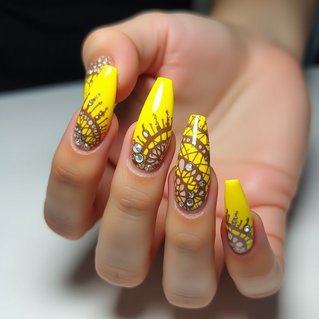 Yellow Stiletto Nail Design