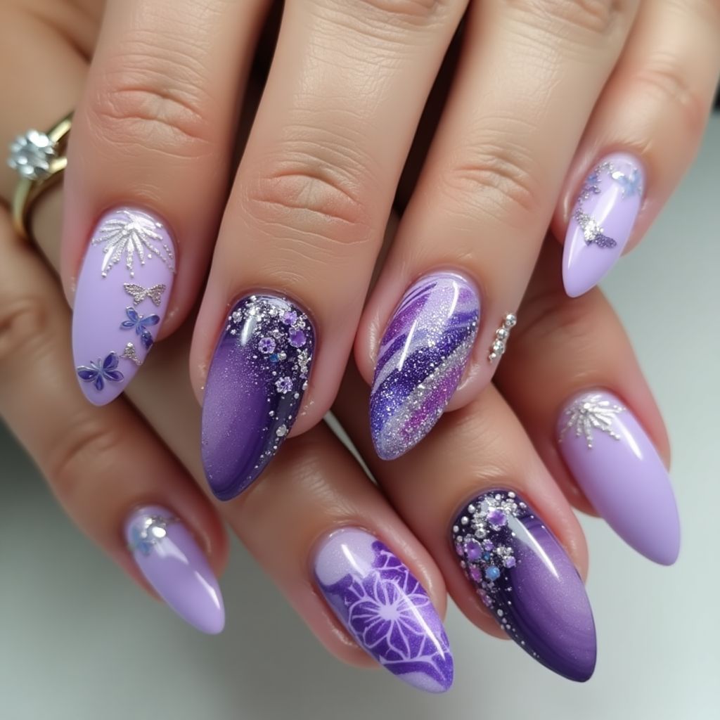 Purple Stiletto Nail Design