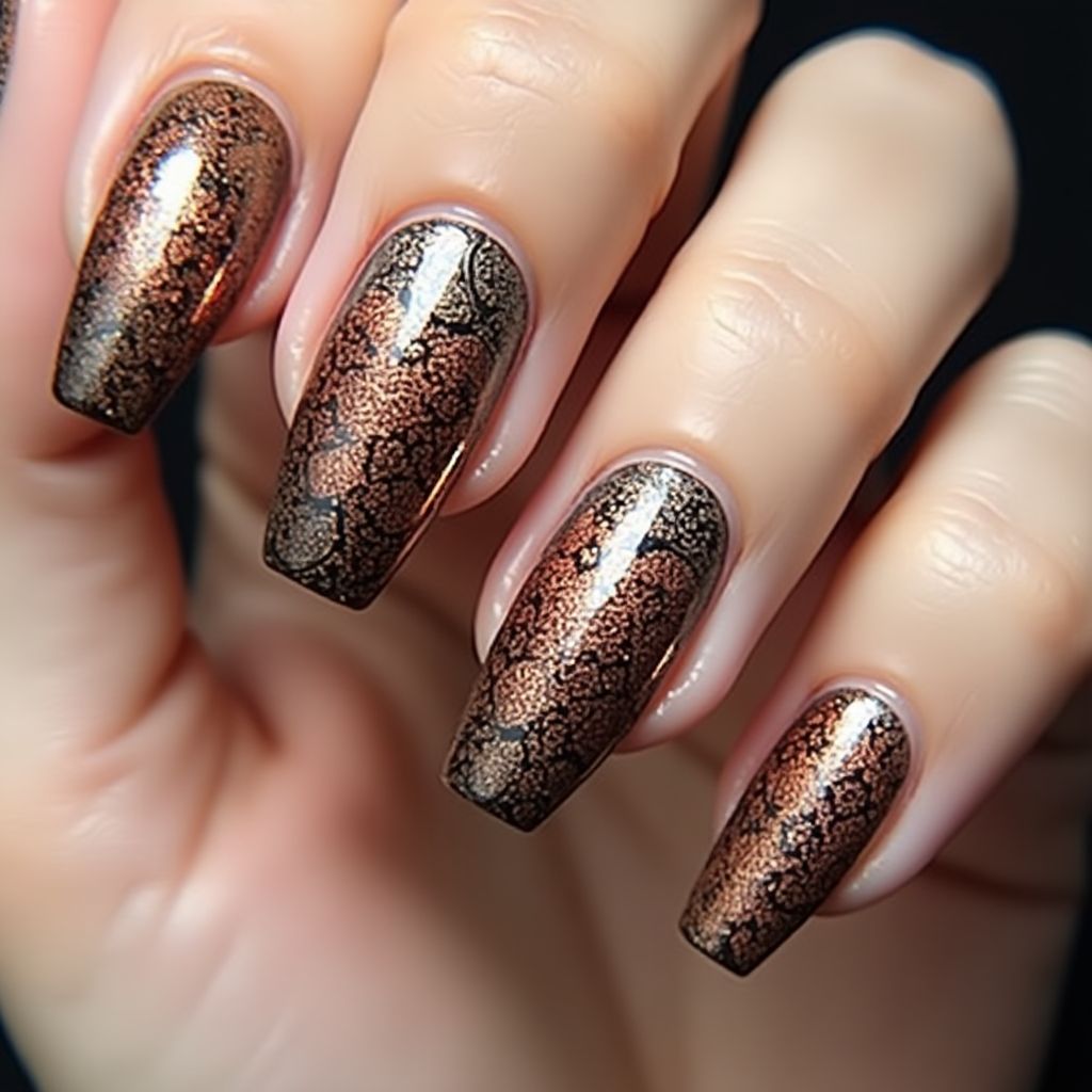 Bronze Stiletto Nail Design