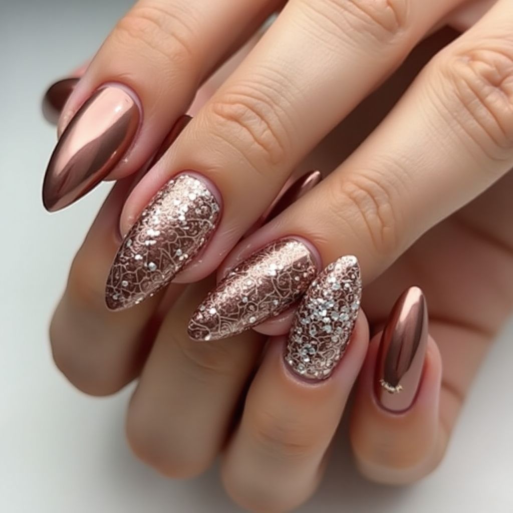 Bronze Almond Nail Design