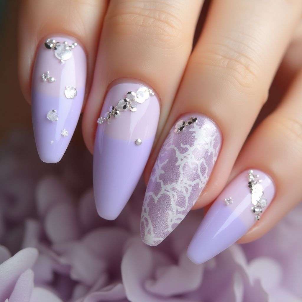 Pastel Purple Stiletto Nail Design