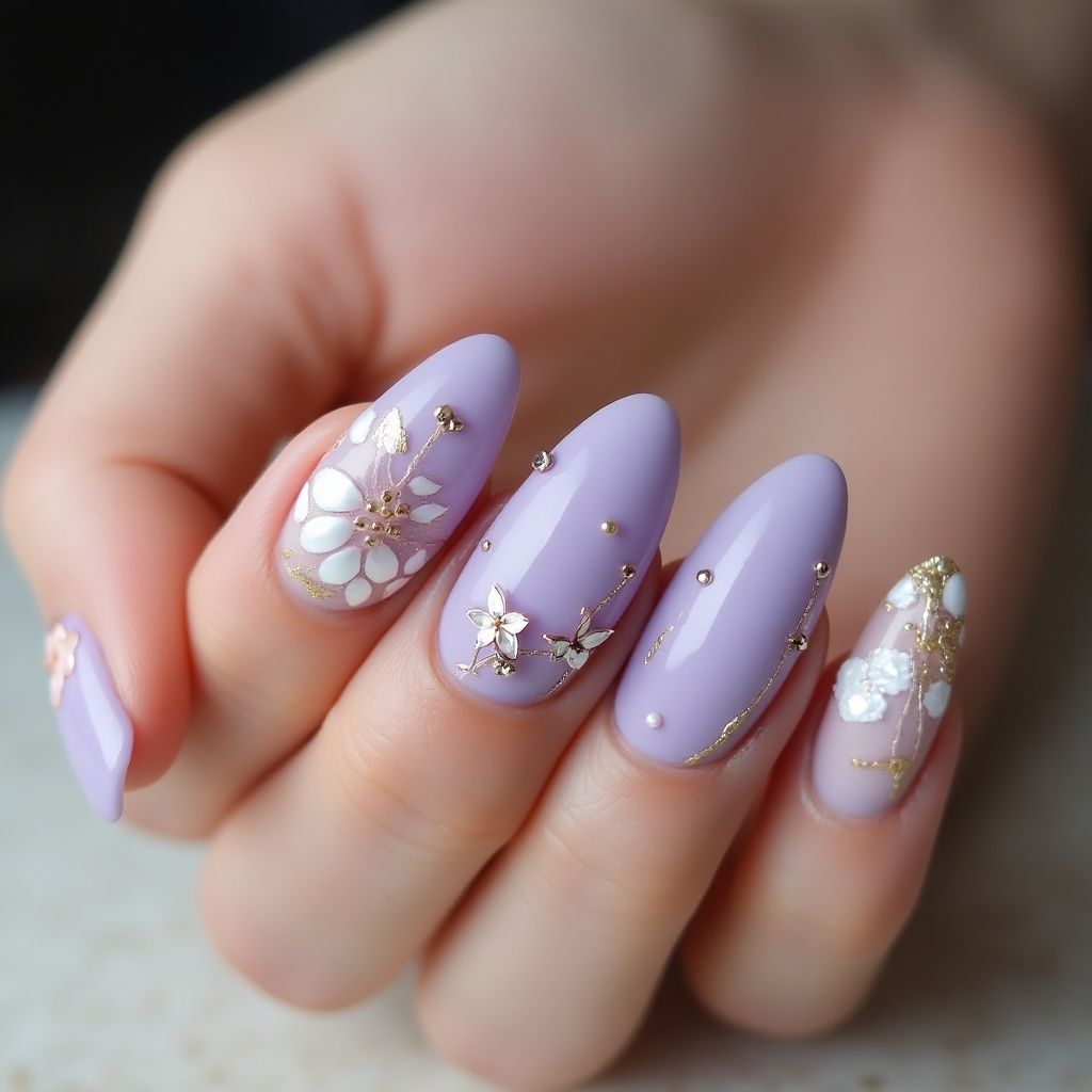 Pastel Purple Almond Nail Design