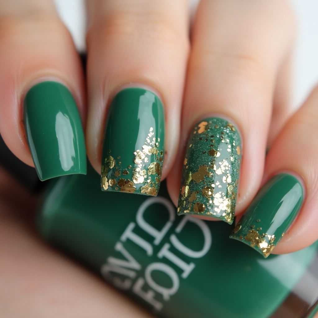 Emerald Green Square Nail Design