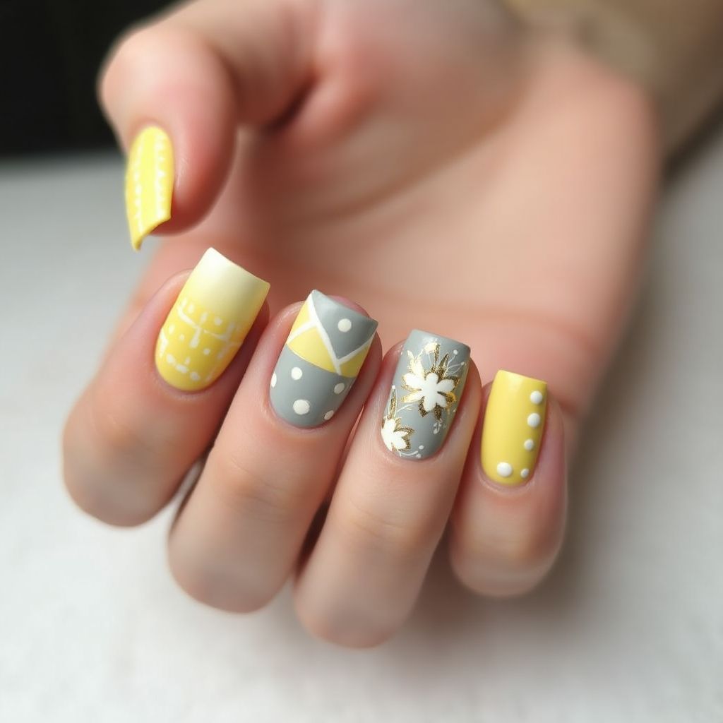 Pastel Yellow Square Nail Design