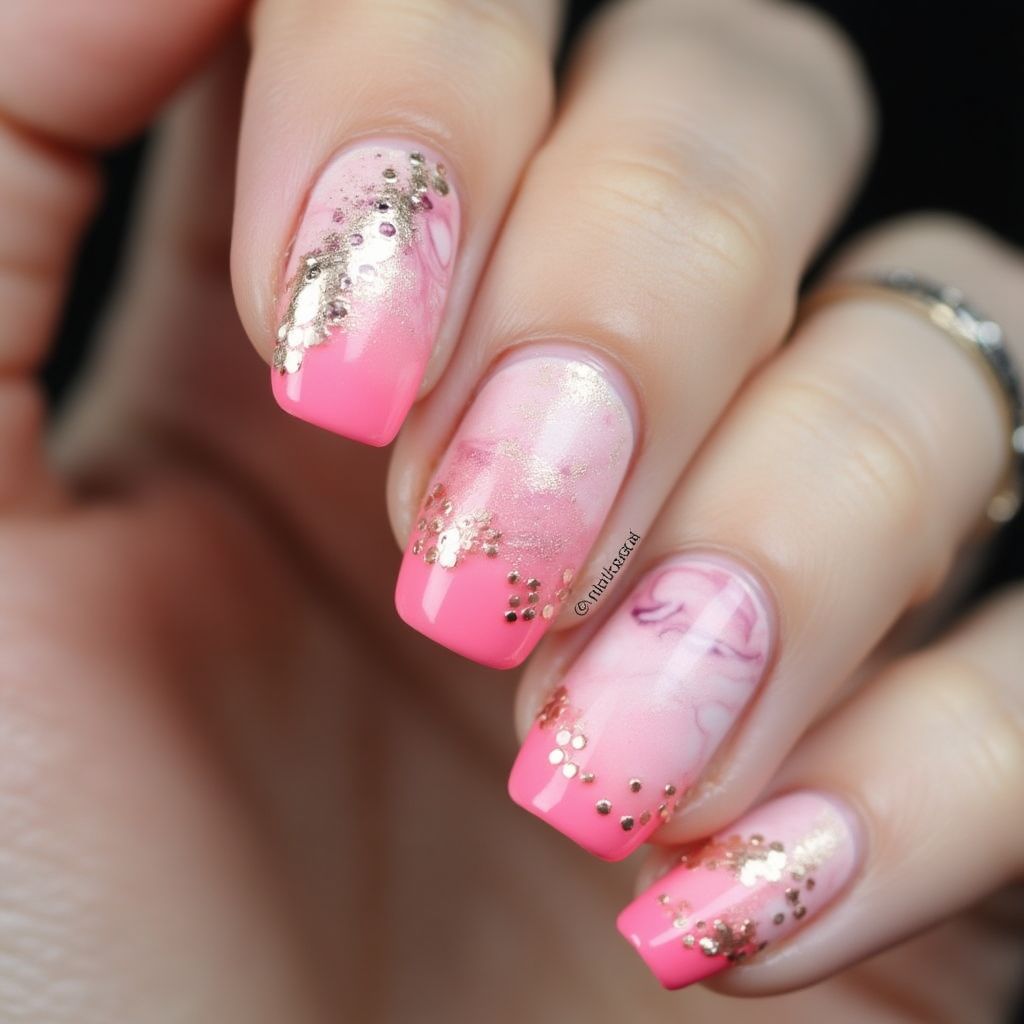 Pink Round Nail Design