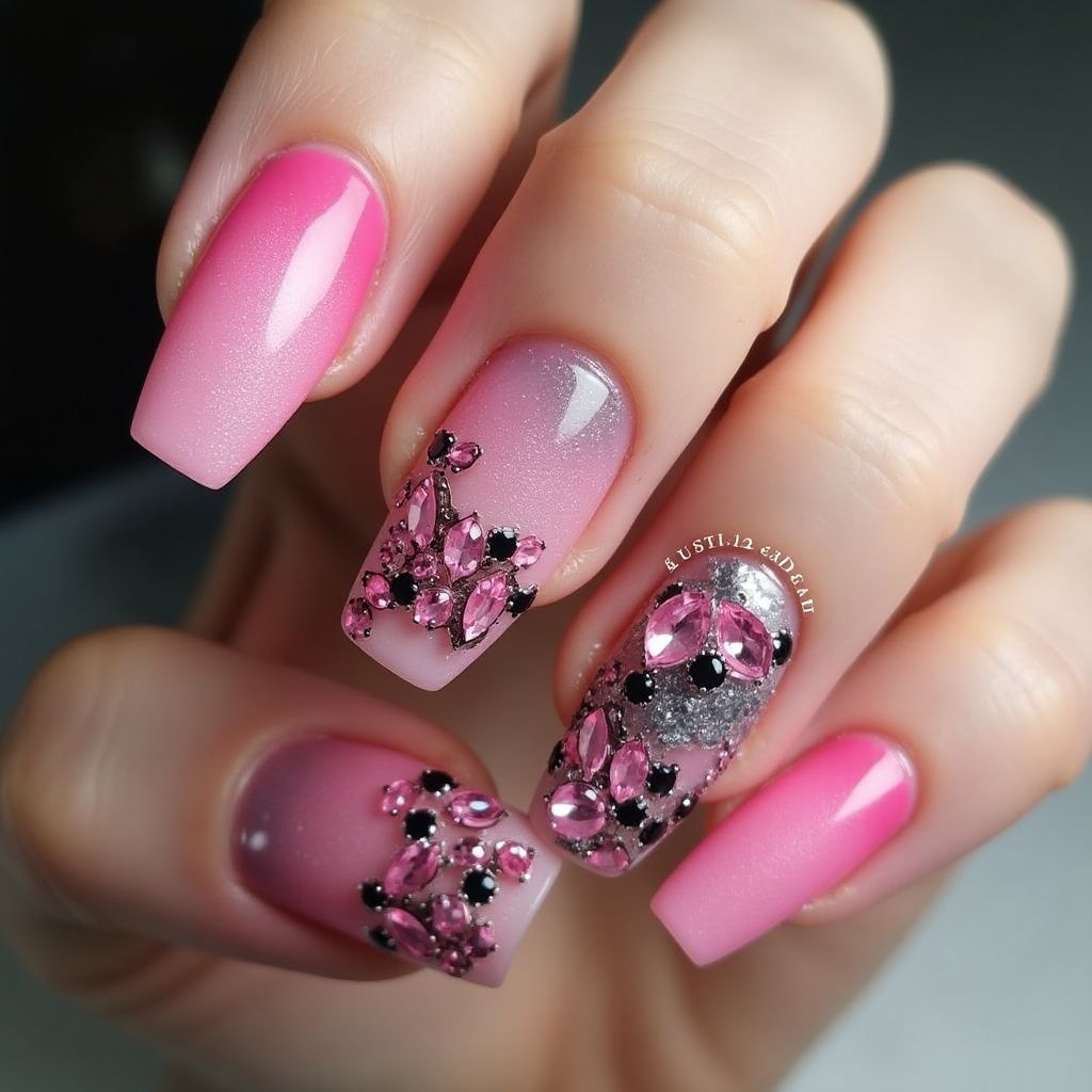 Hot Pink Coffin Nail Design