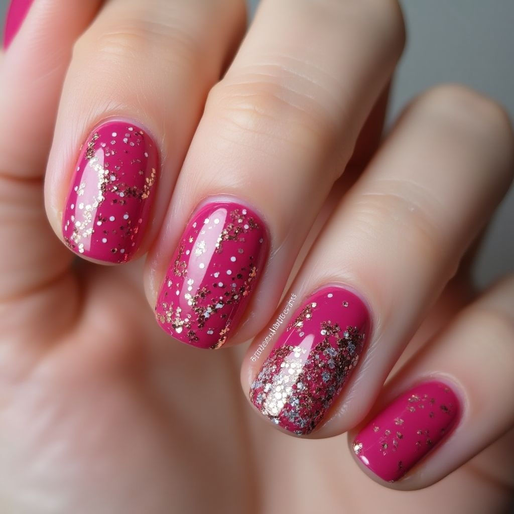 Fuchsia Round Nail Design