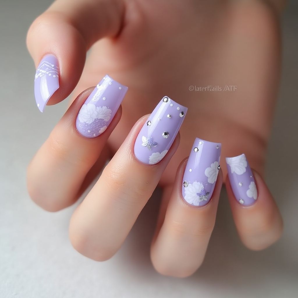 Lilac Square Nail Design