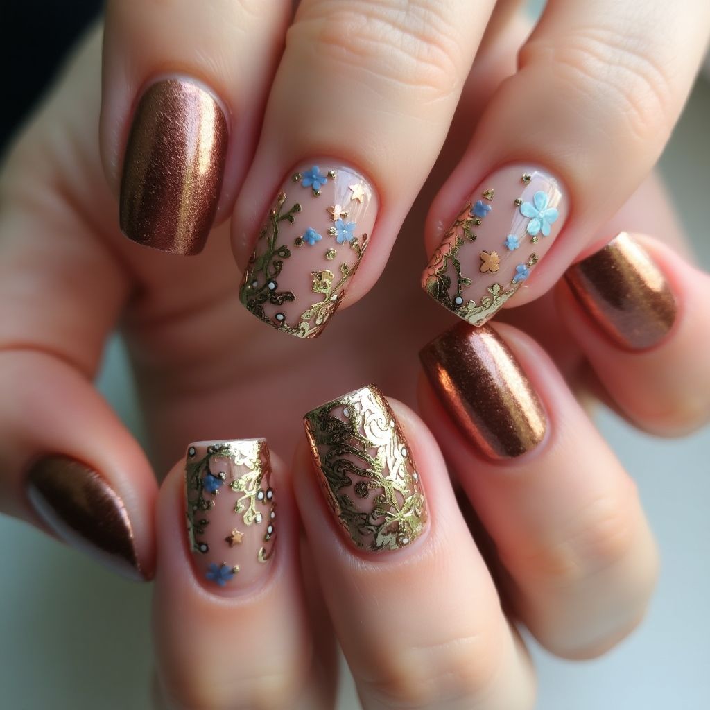 Bronze Round Nail Design