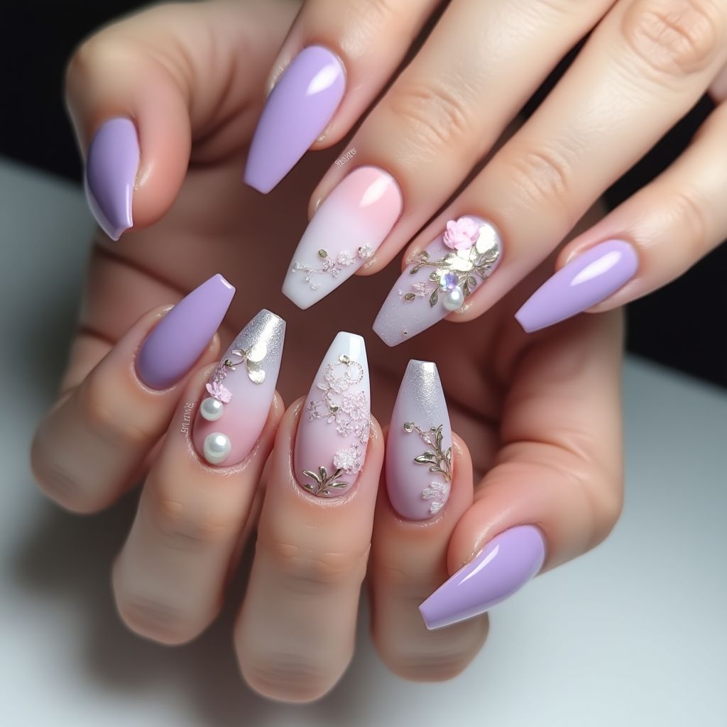 Lilac Stiletto Nail Design