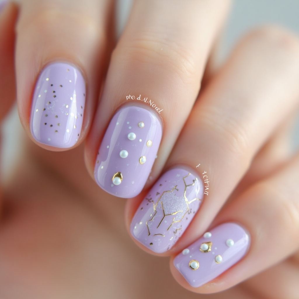 Pastel Purple Round Nail Design